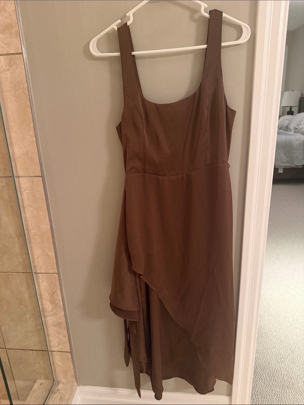 Wilfred Silk Brown Asymmetrical High-Low Dress